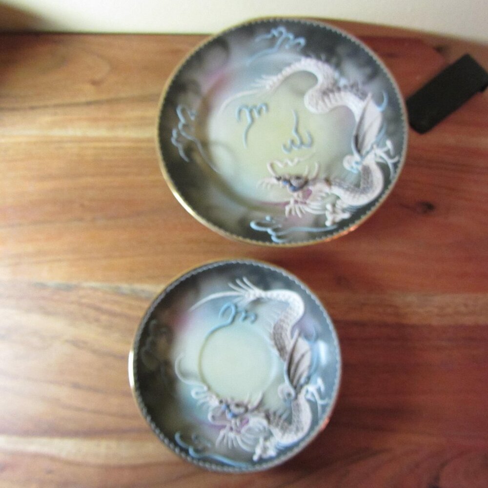 moriage dragonware Japan appetizer plate & saucer vintage (W3362)